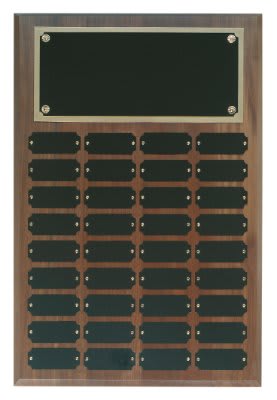 Genuine Walnut Perpetual Plaque with Black Brass Name Plates