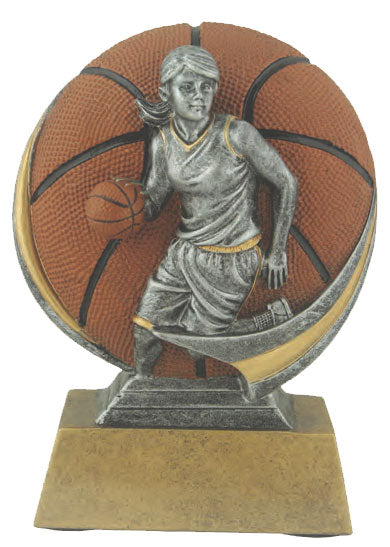 Basketball Colored Resin Trophy Female