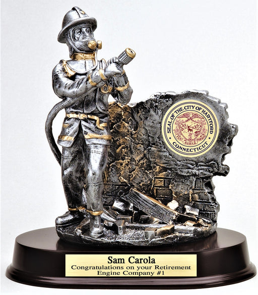 Firefighter Resin 9" High with 2" Color Imprint and name plate