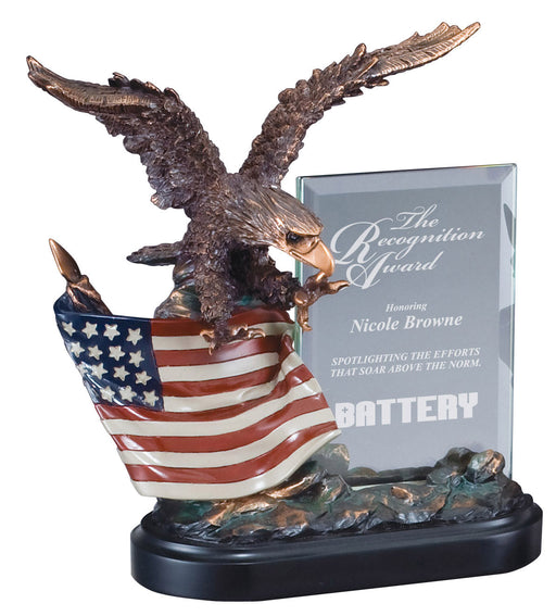 Eagle on Flag with 4"X6" Glass Award