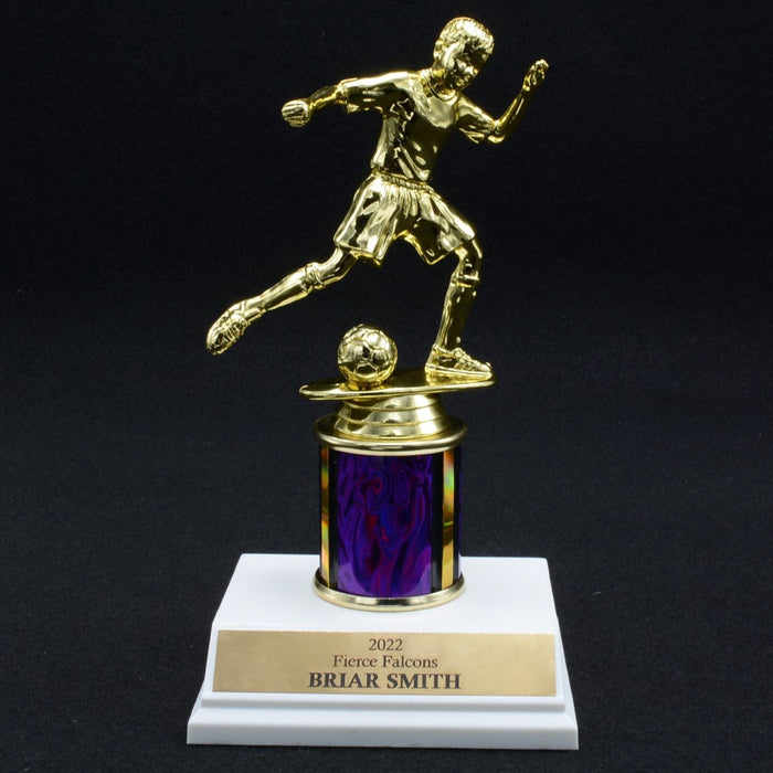 Boy Junior Soccer Trophy with 2" Column