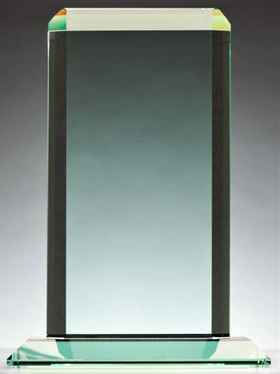 Large Thick Beveled Jade Glass Rectangle Award
